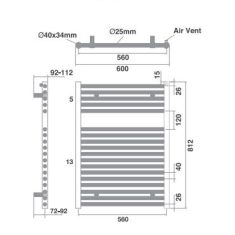 Tissino Hugo2 812 x 600mm – High Output Towel Radiator – Chrome