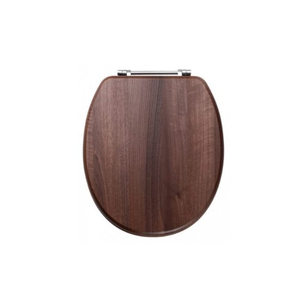 Eastbrook Sherwood MDF Seat in Vinyl Wrap with Chrome Plated Soft-Close Hinges (not bar hinges) - Dark Walnut