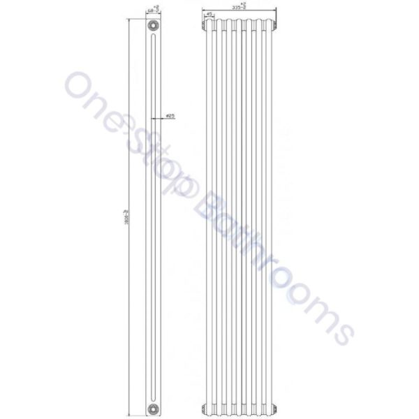 Bayswater Traditional Nelson 1800 x 335mm Double Vertical Radiator White
