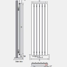Eastbrook Kelmscott Vertical Aluminium Radiator 1800 x 415mm – Matt Anthracite