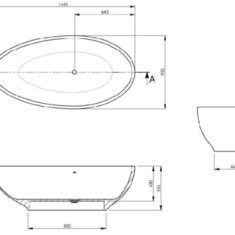 BC Designs Cian®Cast Solid Surface Gio Bath 1645 x 935mm