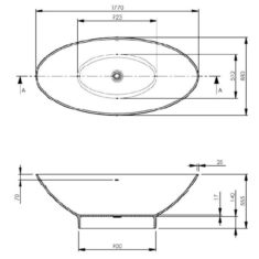 BC Designs Cian®Cast Solid Surface Tasse Bath 1770 x 880mm