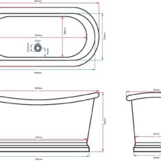 BC Designs Tin Boat Bath Freestanding Classic Roll Top 1500mm x 725mm