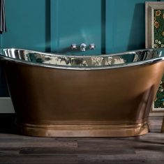 BC Designs Antique Copper Nickel Boat Bath Freestanding Classic Roll Top 1700mm x 725mm