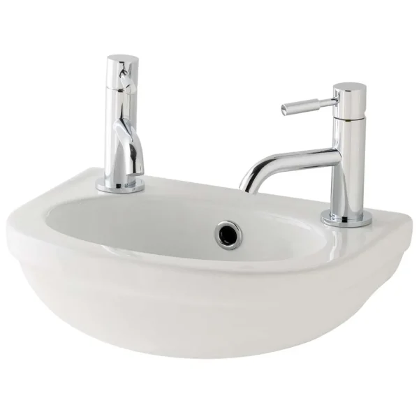 Dura Cloakroom Basin With 2 Tape Hole White