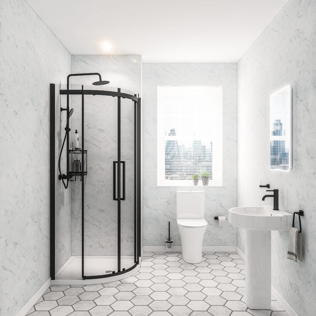 Hydropanel Shower Panelling 900 x 2420 Marble White Gloss Wall Panel