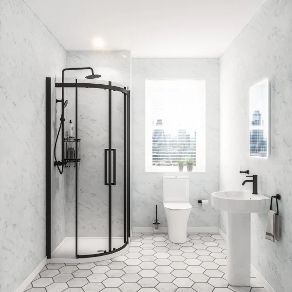 Hydropanel Shower Panelling 900 x 2420 Marble White Gloss Wall Panel