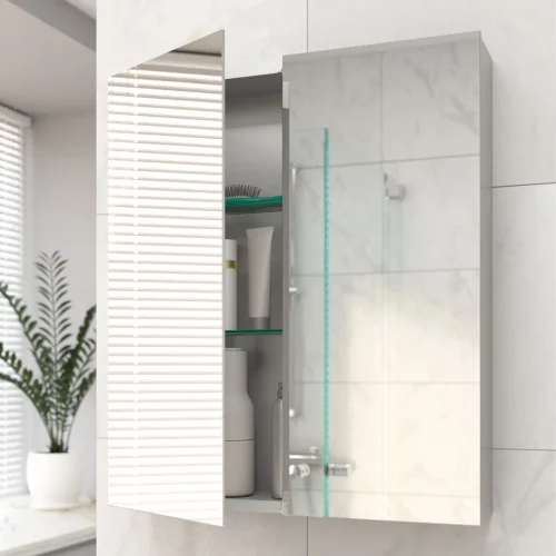 Bosini Wall Mounted Two Door White Mirror Cabinet