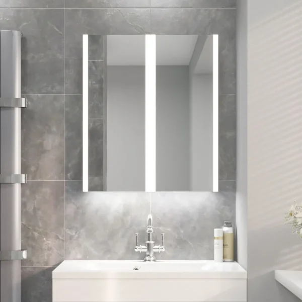 Caldini 700 LED Double Door White Mirror Cabinet