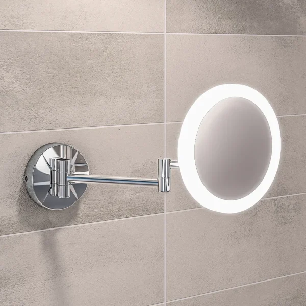 Round Frosted LED Double Swing Arm Vanity Mirror