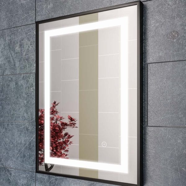 Varano Rectangular Black Frame LED Demister Mirror