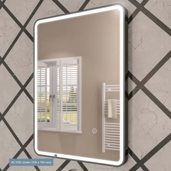 Arno Rectangular Black Frame LED Demister Mirror