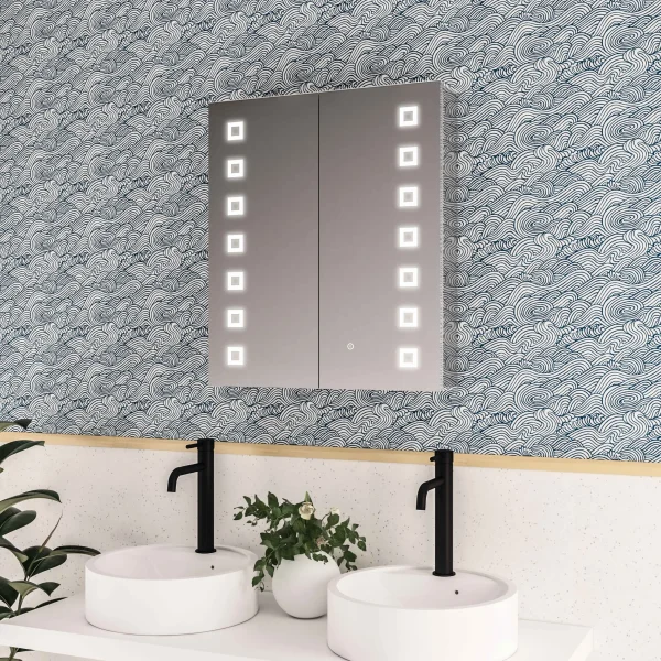 Chiana 700 x 600 2 Door LED Bathroom Mirror Cabinet