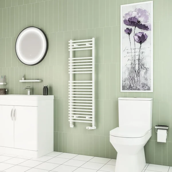 Clearance - Tube On Tube Gloss White 1200 x 400 Heated Towel Rail