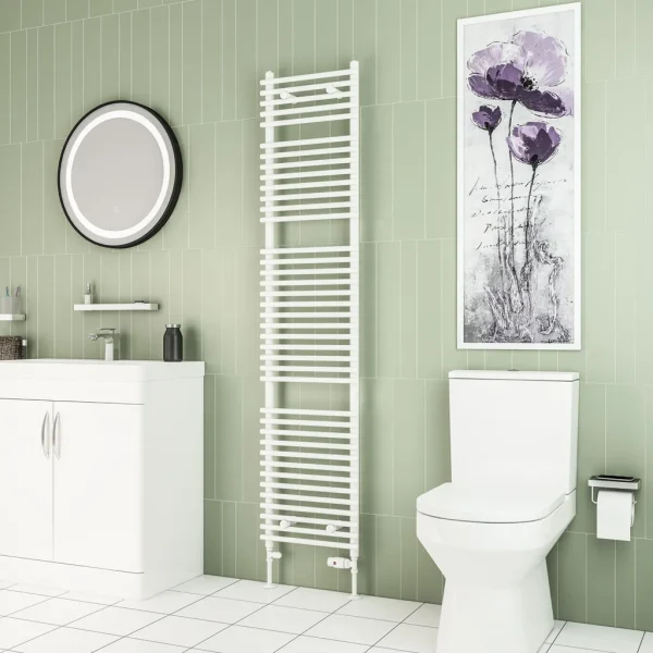 Clearance - Tube On Tube Gloss White 1800 x 400 Heated Towel Rail