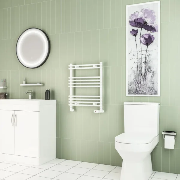 Clearance - Tube On Tube Gloss White 600 x 500 Heated Towel Rail