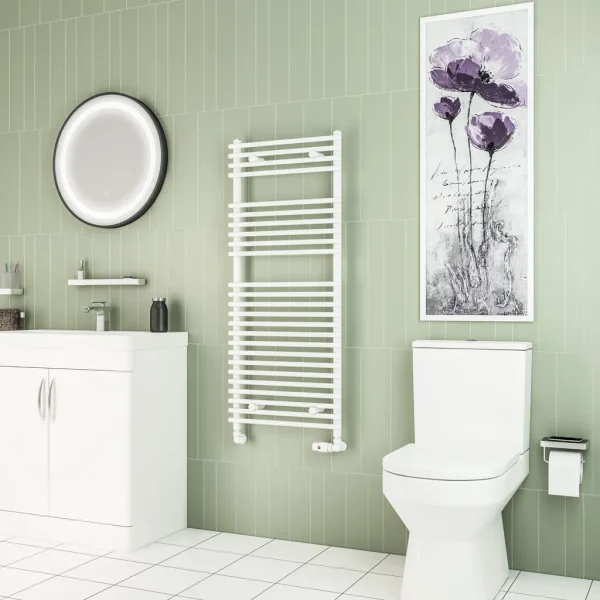 Clearance - Tube On Tube Gloss White 1200 x 500 Heated Towel Rail