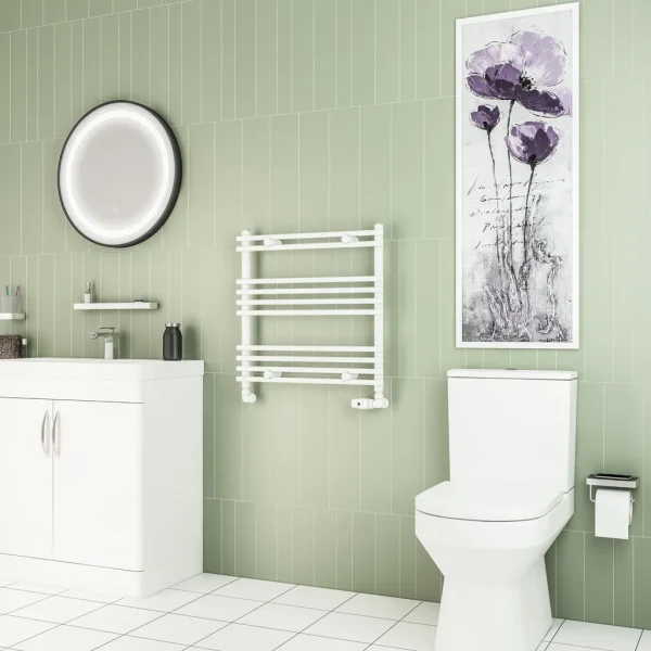 Clearance - Tube On Tube Gloss White 600 x 600 Heated Towel Rail