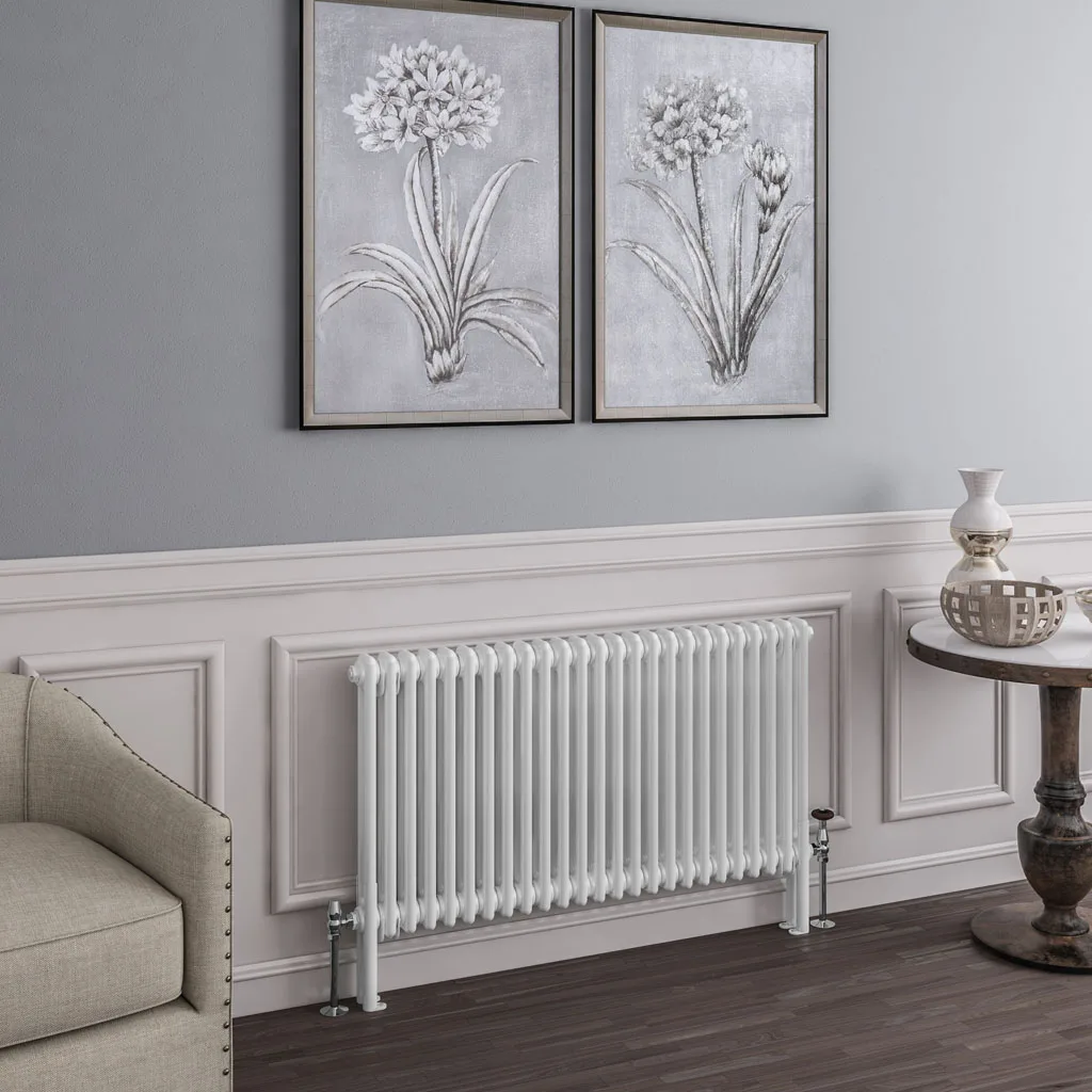 Mild Steel Imperia 2 Gloss White Column Radiator