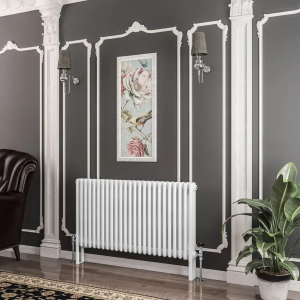Mild Steel Imperia 3 Gloss White Column Radiator