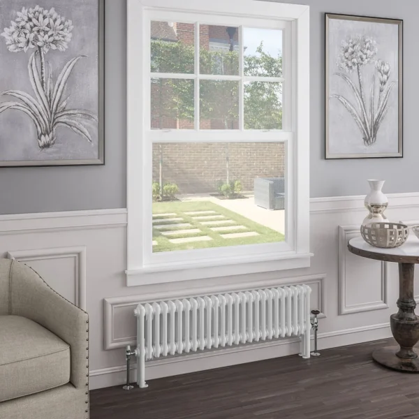 Mild Steel Imperia 2 Gloss White Column Radiator