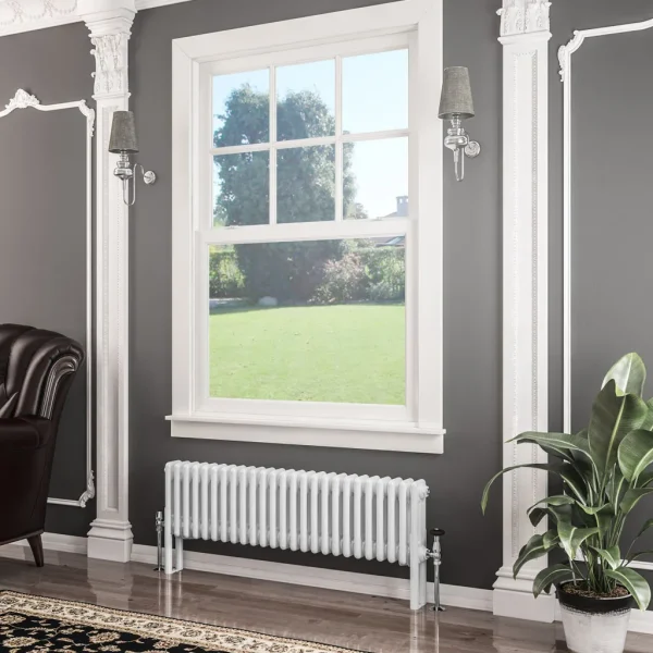 Mild Steel Imperia 3 Gloss White Column Radiator