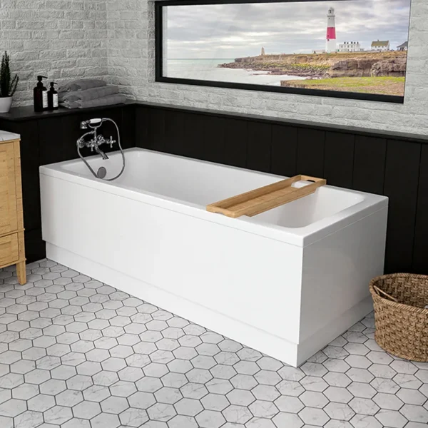 Portland Single Ended Beauforte White Straight Bath Tub