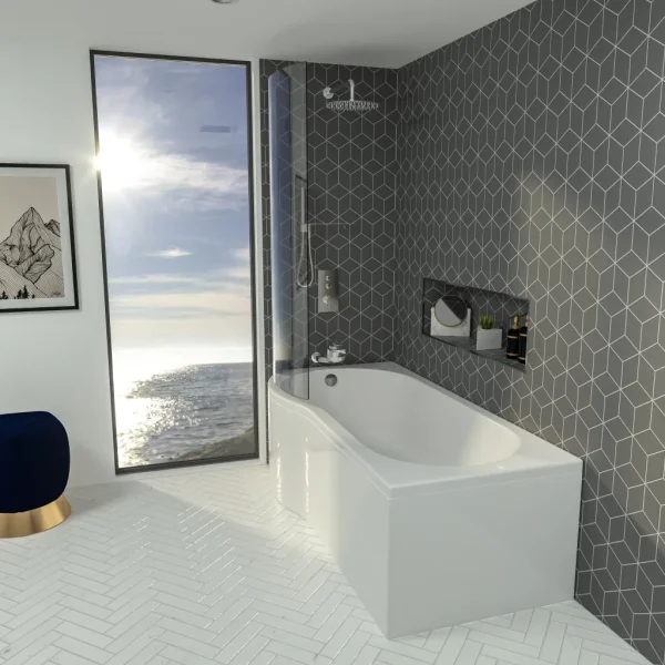Shannon Beauforte 1700 1500 P-Shape Bath
