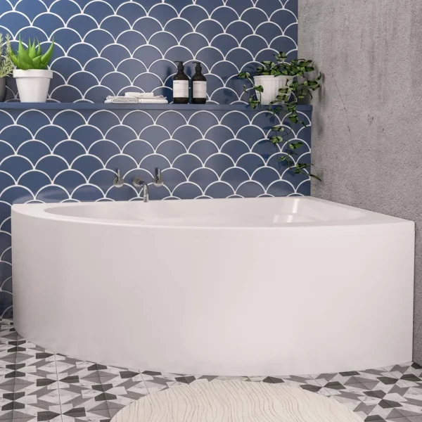 Lundy Offset White Corner Bath Panel
