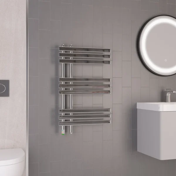 Mild Steel Loddon Dry Element Chrome Heated Towel Rail