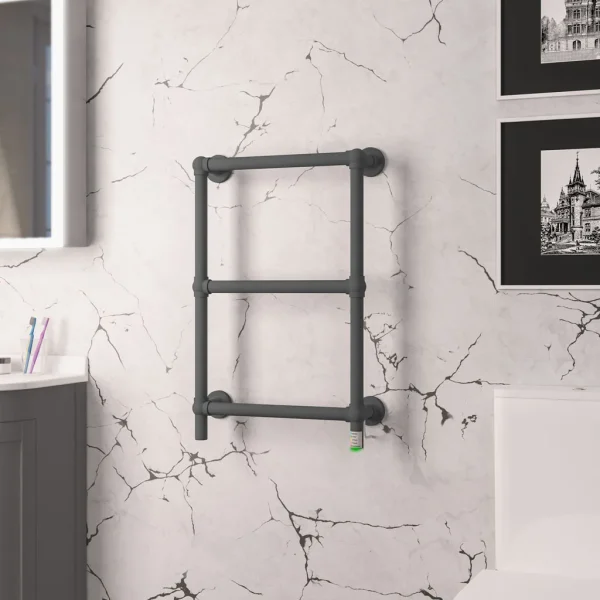 Mild Steel Kennet Matt Anthracite Heated Towel Rail