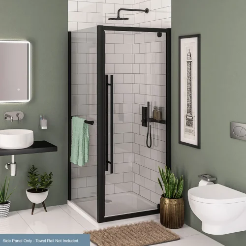 Vantage 2000 Matt Black 800 Shower Side Panel