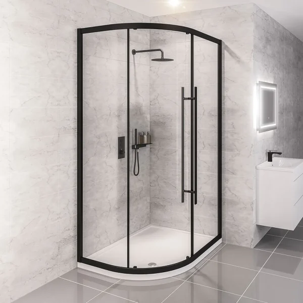 Vantage 2000 Matt Black 1100 x 900 Offset Quadrant Shower Enclosure