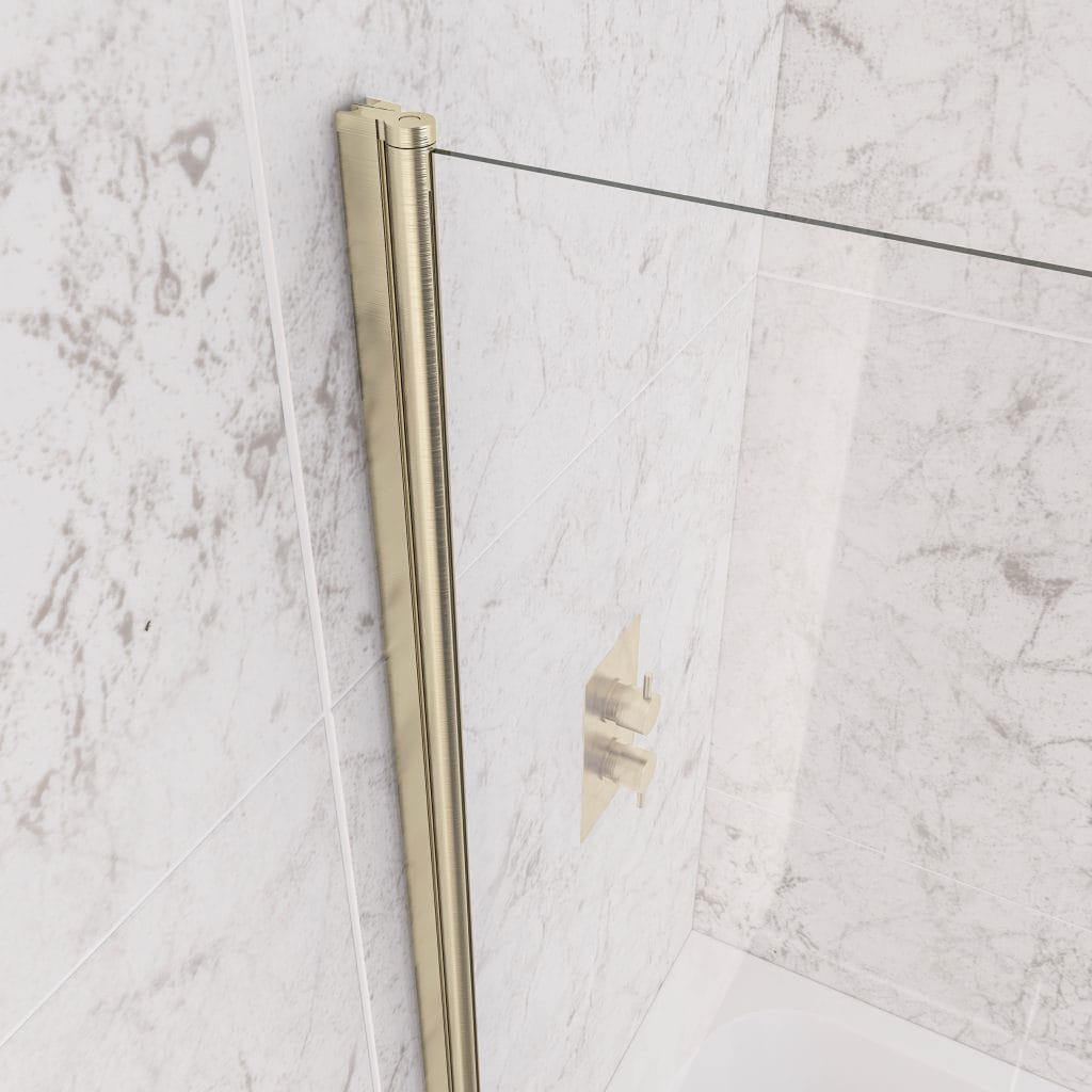 6mm Curved Brushed Brass Easy Clean Bath Screen