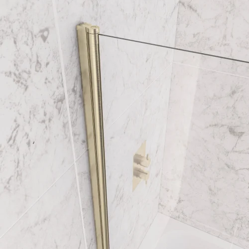 6mm Curved Brushed Brass Easy Clean Bath Screen
