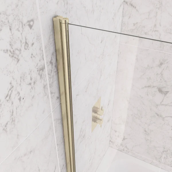 6mm Curved Brushed Brass Easy Clean Bath Screen