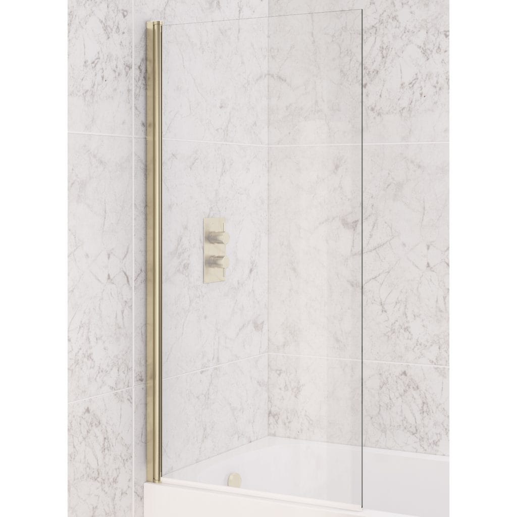 6mm Straight Brushed Brass Easy Clean Bath Screen