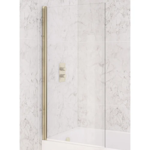 6mm Straight Brushed Brass Easy Clean Bath Screen