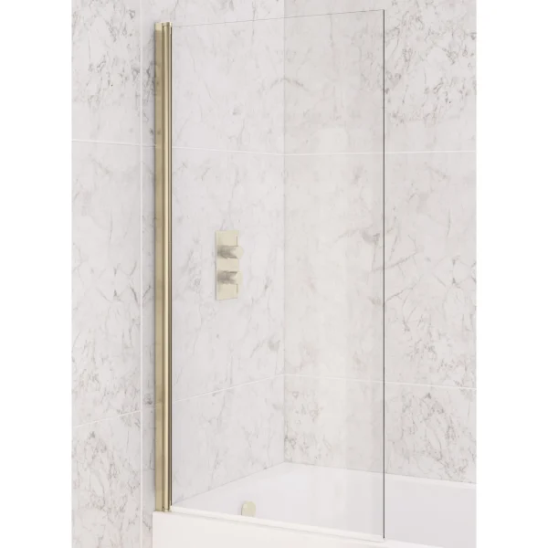 6mm Straight Brushed Brass Easy Clean Bath Screen