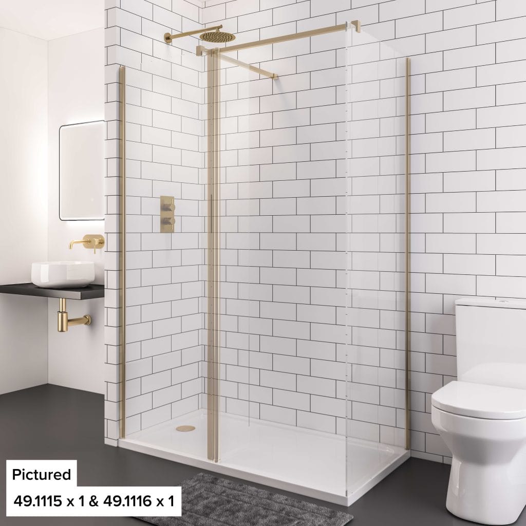 Vantage 2000 8mm Brushed Brass 500 x 2000 Walk-In Shower Panel