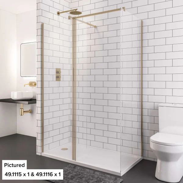 Vantage 2000 8mm Brushed Brass 760 x 2000 Walk-In Shower Panel