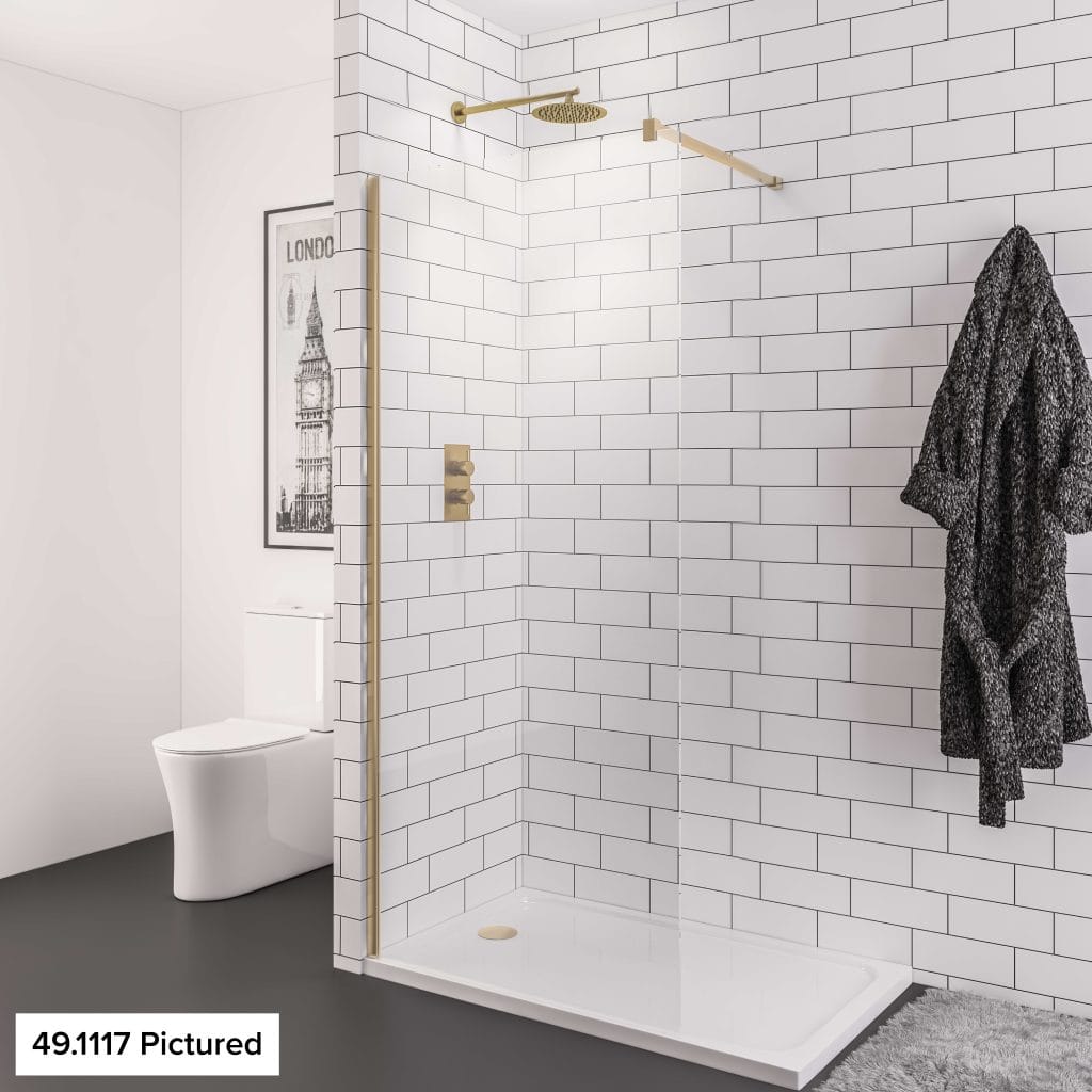 Vantage 2000 8mm Brushed Brass 800 x 2000 Walk-In Shower Panel