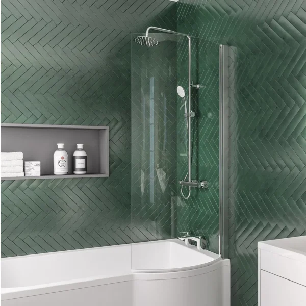 P Shape Right Hand Chrome Bath Screen