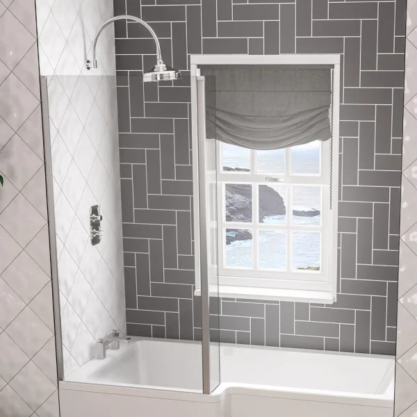 L Shape Left Hand Chrome Bath Screen