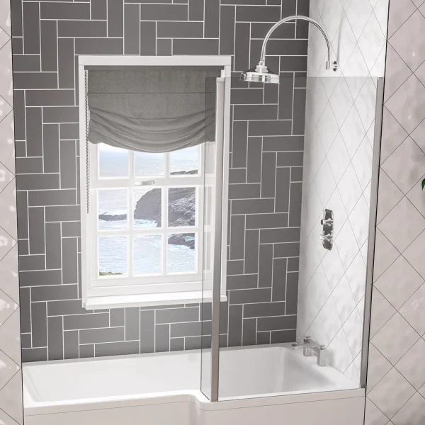 L Shape Right Hand Chrome Bath Screen