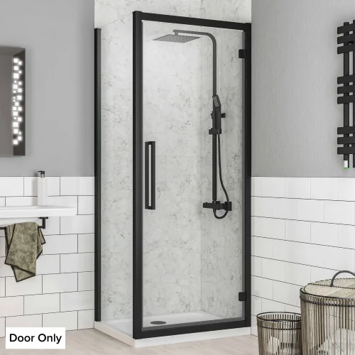 Corniche 8mm 1000 Matt Black Framed Hinged Shower Door
