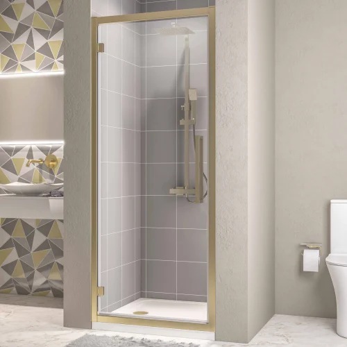 Corniche 8mm 700 Brushed Brass Framed Hinged Shower Door