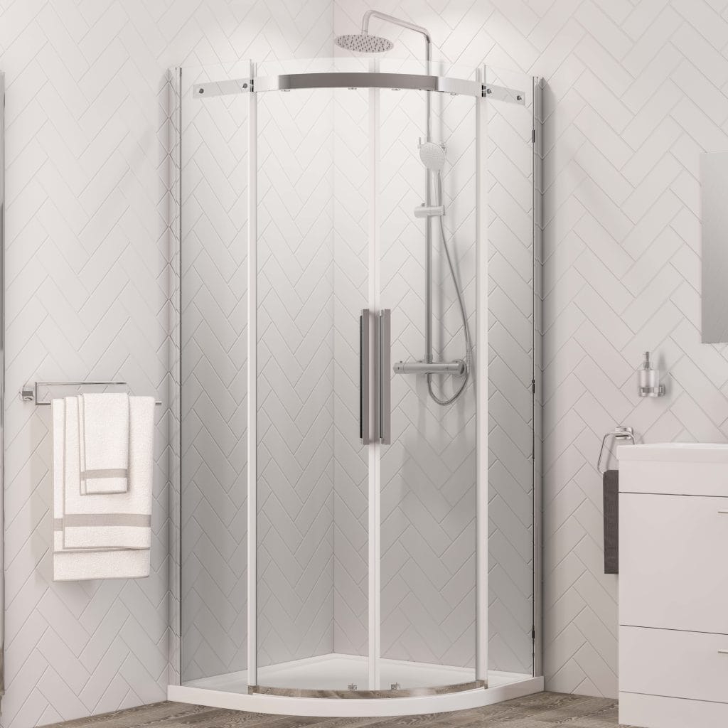 Corniche 2000 Chrome Semi-Frameless 900 Shower Quadrant Enclosure