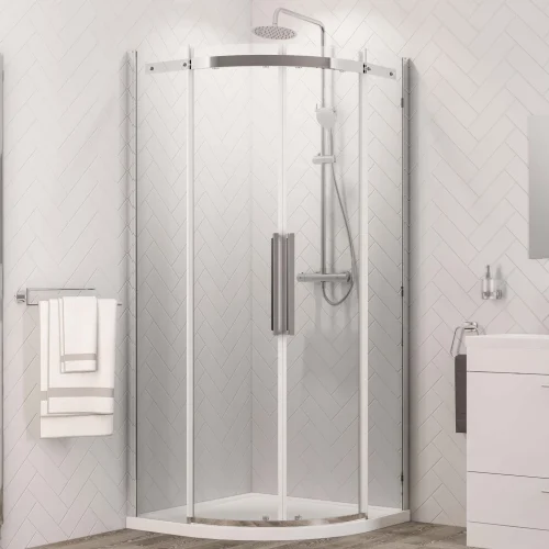 Corniche 2000 Chrome Semi-Frameless 900 Shower Quadrant Enclosure
