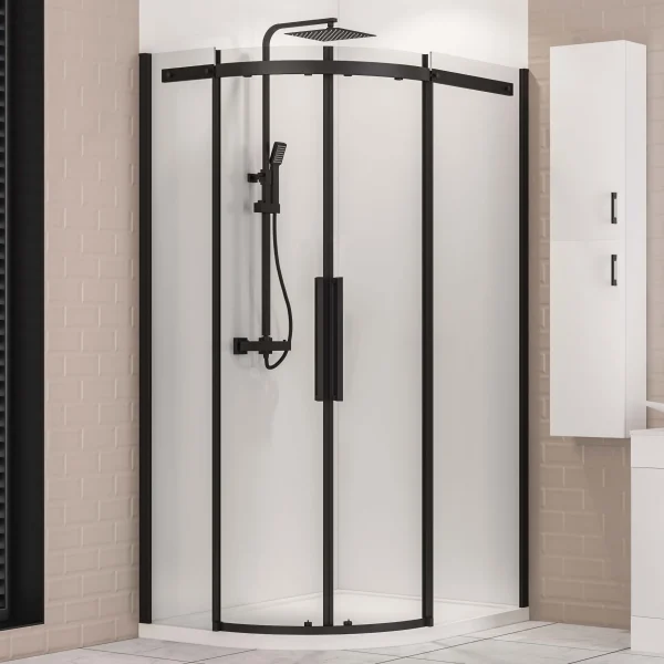 Corniche 2000 Matt Black 1200 x 900 Offset Quadrant Shower Enclosure